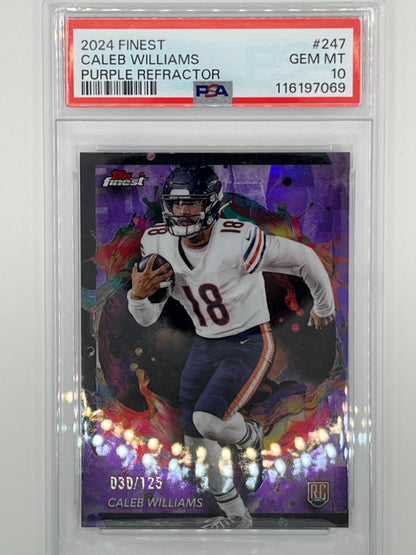 2024 Topps Finest Caleb Williams Purple Refractor # 247 PSA 10 - Serialized 30/125