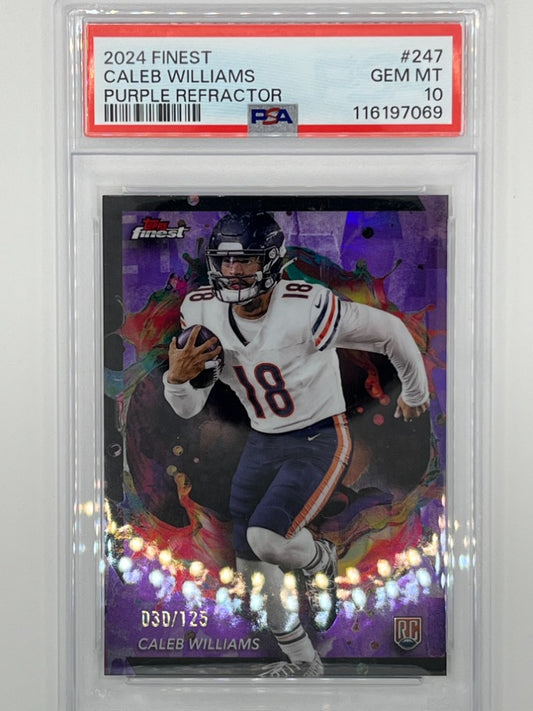 2024 Topps Finest Caleb Williams Purple Refractor # 247 PSA 10 - Serialized 30/125