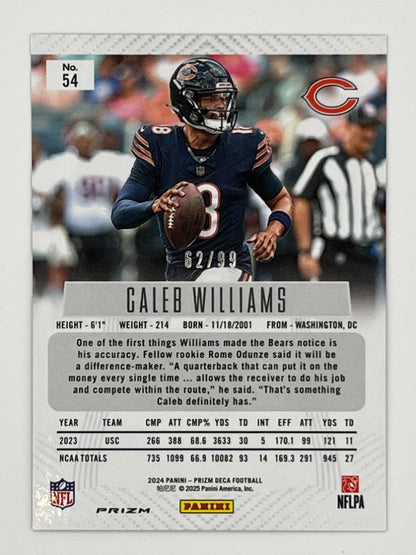 2024 Prizm Deca Caleb Williams Purple Prizm # 54 - Serialized 62/99