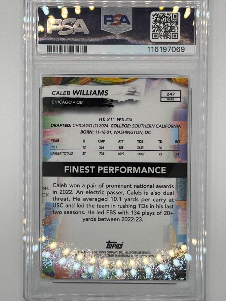 2024 Topps Finest Caleb Williams Purple Refractor # 247 PSA 10 - Serialized 30/125