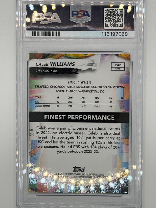 2024 Topps Finest Caleb Williams Purple Refractor # 247 PSA 10 - Serialized 30/125
