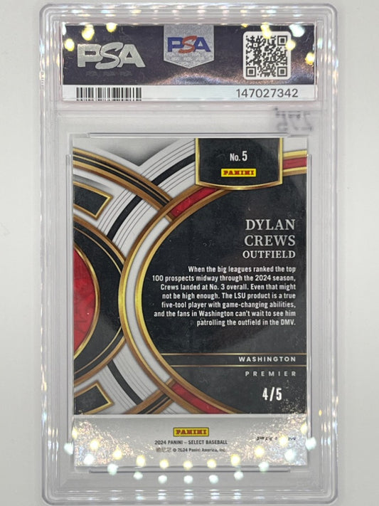 2024 Select Dylan Crews Premier Level Green Prizm # 5 Prospect PSA 10 - Serialized 4/5