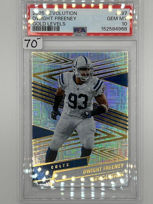 2025 Revolution Dwight Freeney Gold Levels # 197 PSA 10 - Serialized 7/10