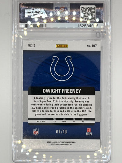 2025 Revolution Dwight Freeney Gold Levels # 197 PSA 10 - Serialized 7/10