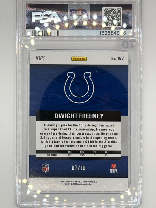 2025 Revolution Dwight Freeney Gold Levels # 197 PSA 10 - Serialized 7/10