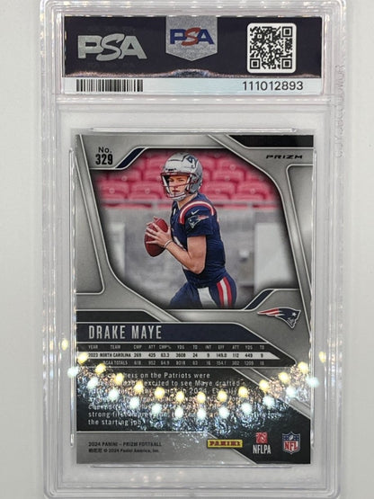 2024 Prizm Drake Maye Silver Prizm # 329 PSA 9 Rookie Card
