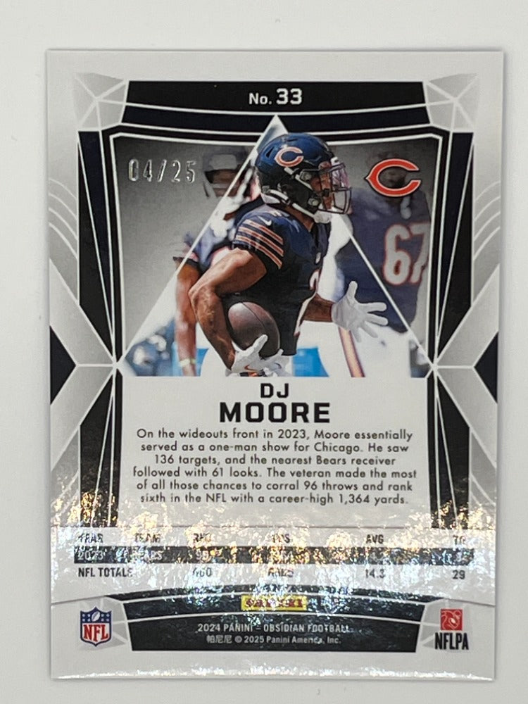2024 Obsidian D.J. Moore # 33, Blue Etch Serialized 04/25