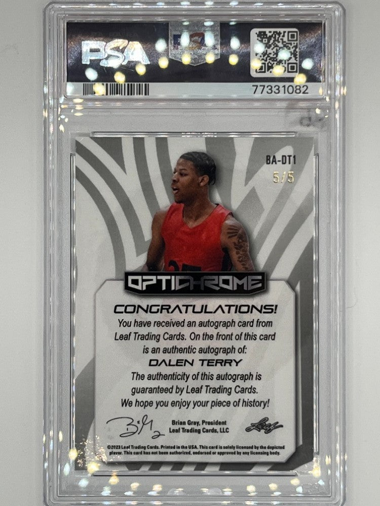 2022 Leaf Optichrome Dalen Terry Black Mojo Autographed Prospect # BA-DT1 PSA 10 - Serialized 5/5