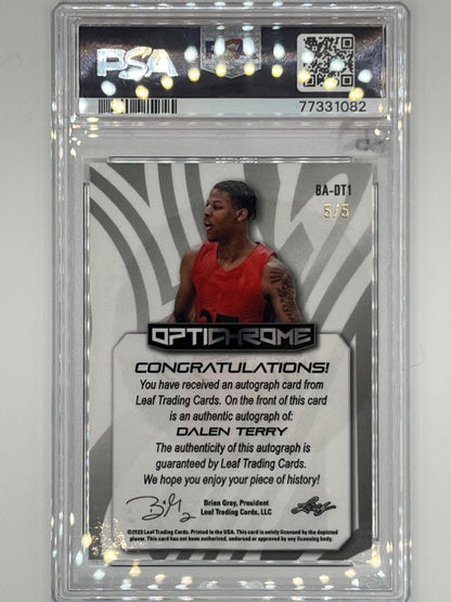 2022 Leaf Optichrome Dalen Terry Black Mojo Autographed Prospect # BA-DT1 PSA 10 - Serialized 5/5