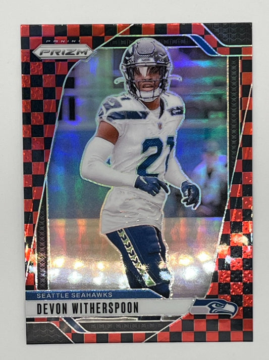 2024 Prizm Devin Witherspoon Red & Black Checkered Prizm # 263 Rookie Card
