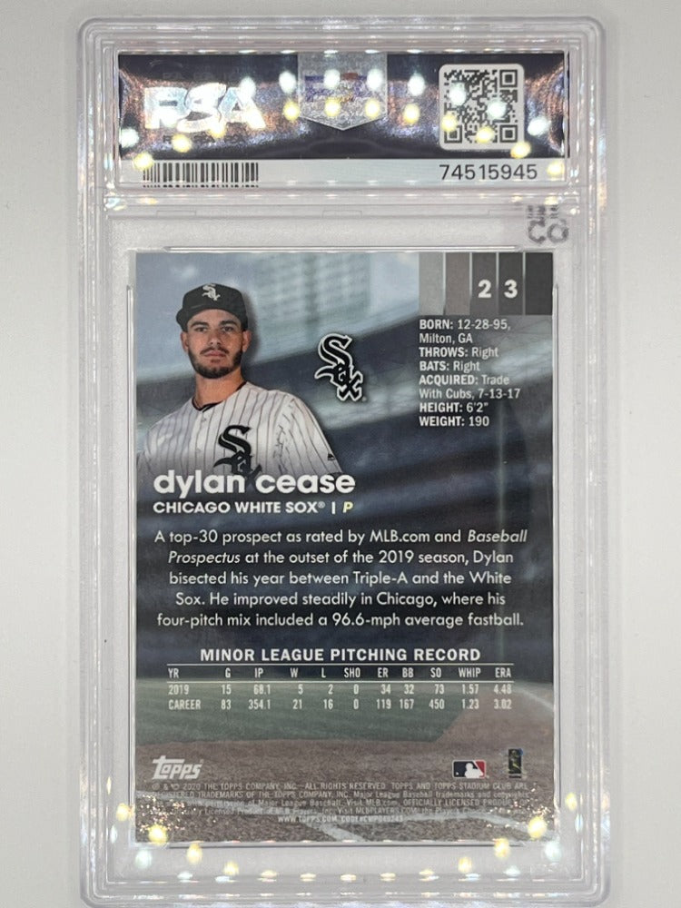 2020 Stadium Club Chrome Dylan Cease X-Fractor # 23 Rookie PSA 9