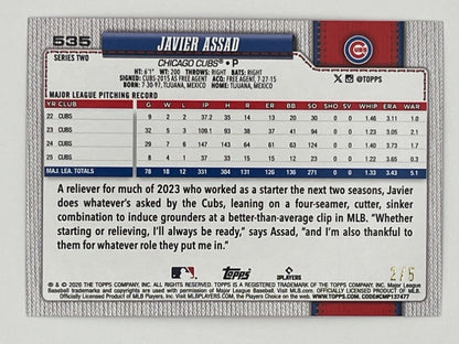 2026 Topps Javier Assad Red Sandglitter # 535 - Serialized 2/5