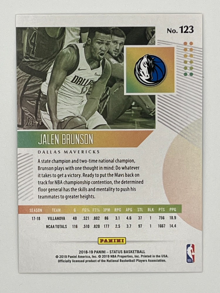 2018-19 Status Jalen Brunson Green Rookie # 123