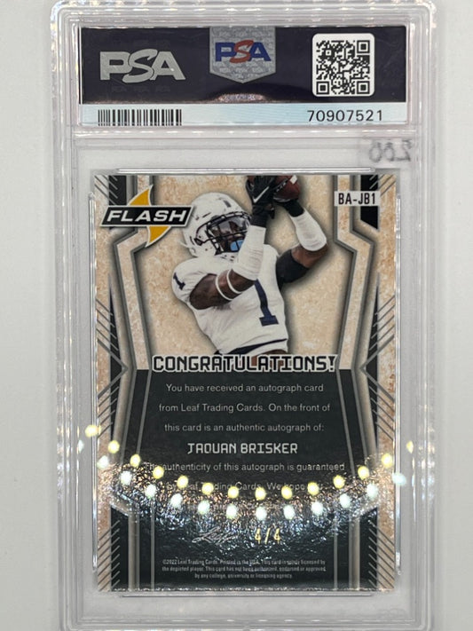 2022 Leaf Flash Jaquan Brisker Autographed Lightning Metalized Sparkle # BA-JB1 PSA 10 - Serialized 4/4