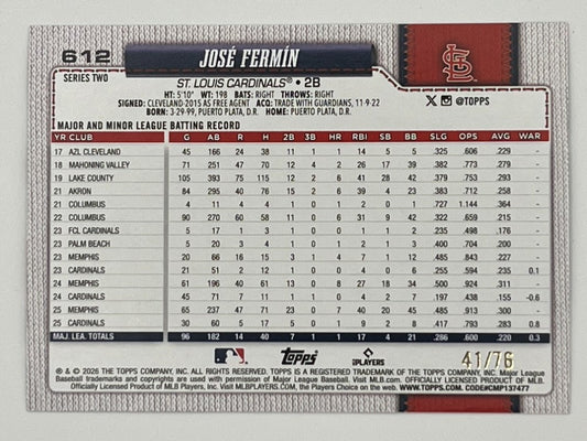 2026 Topps Jose Fermin Patriotic Border # 612 - Serialized 41/76
