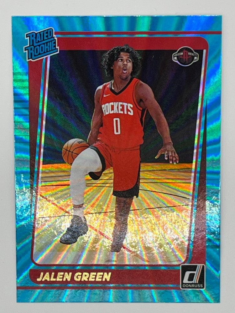 2021-22 Donruss Jalen Green # 209, Rated Rookie Holo Teal Lazer