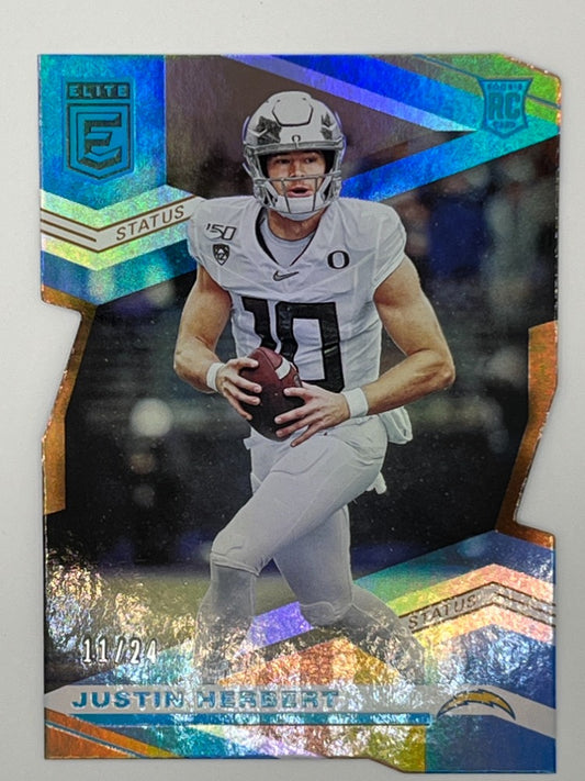 2020 Elite Justin Herbert # 104, Status Die-Cut Rookie Card, Serialized 11/24