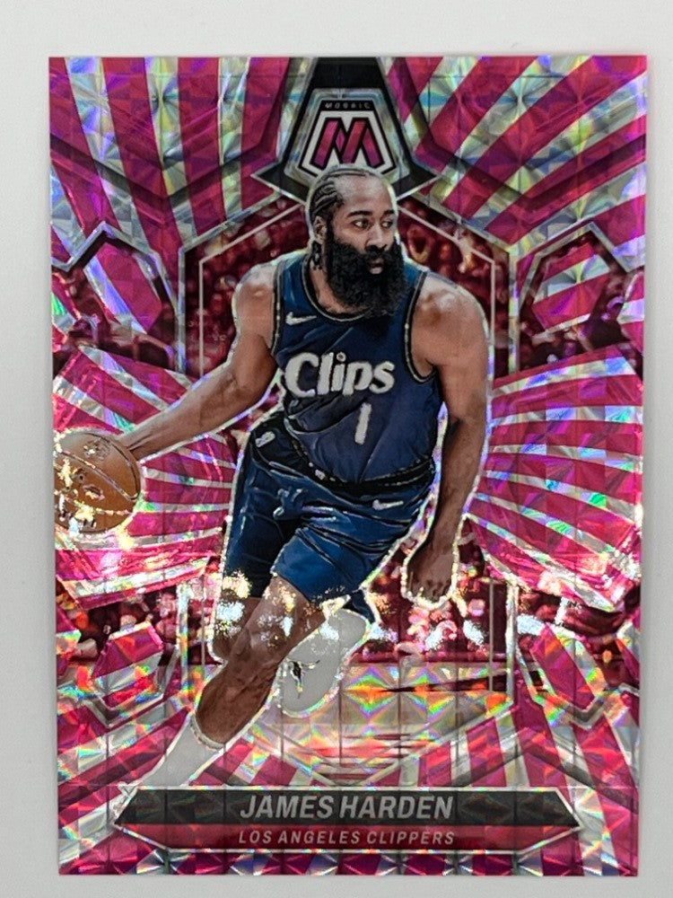 2023-24 Mosaic James Harden # 152, Pink Swirl Prizm Serialized 17/18