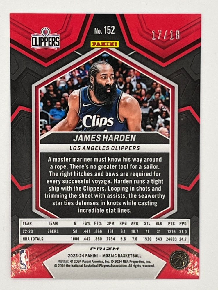 2023-24 Mosaic James Harden # 152, Pink Swirl Prizm Serialized 17/18