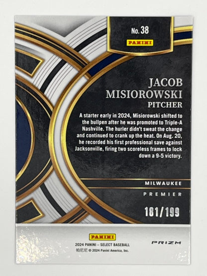 2024 Select Jacob Misiorowski # 38 Rookie Card, Serialized 181/199