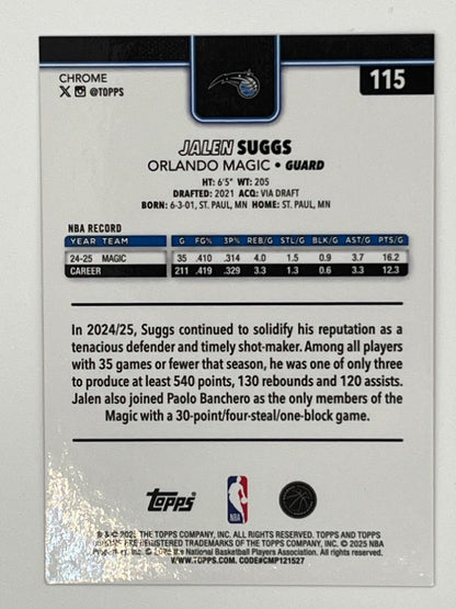 2025 Topps Chrome Jalen Suggs Orange Wave # 115 - Serialized 15/25