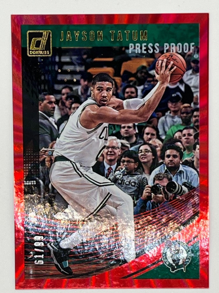 2018-19 Donruss Jayson Tatum # 76, Red Press Proof Serialized 61/99