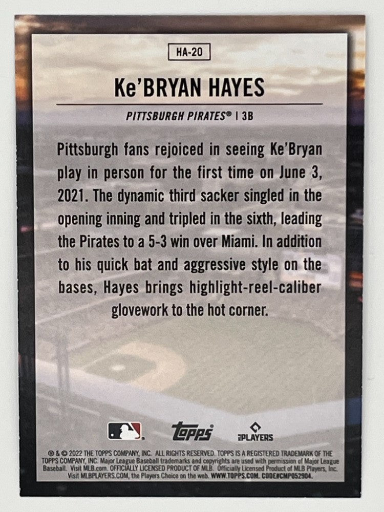 2022 Topps Ke'Bryan Hayes Home Field Advantage # HA-20, Rookie