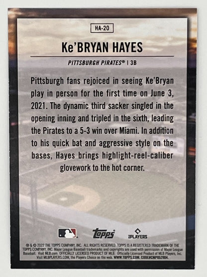 2022 Topps Ke'Bryan Hayes Home Field Advantage # HA-20, Rookie