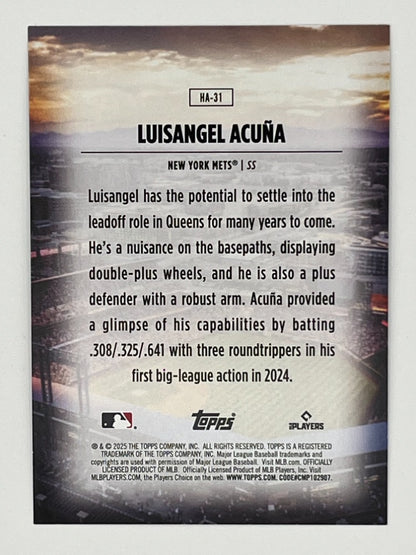 2025 Topps Luisangel Acuna Home Field Advantage # HA-31 Rookie Card