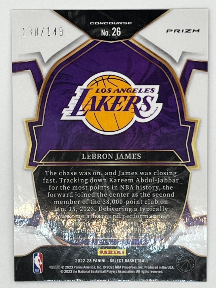 2022-23 Select LeBron James # 26 Concourse, White Prizm Serialized 130/149