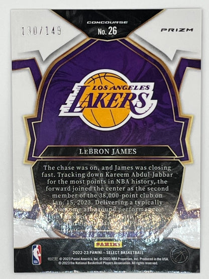 2022-23 Select LeBron James # 26 Concourse, White Prizm Serialized 130/149