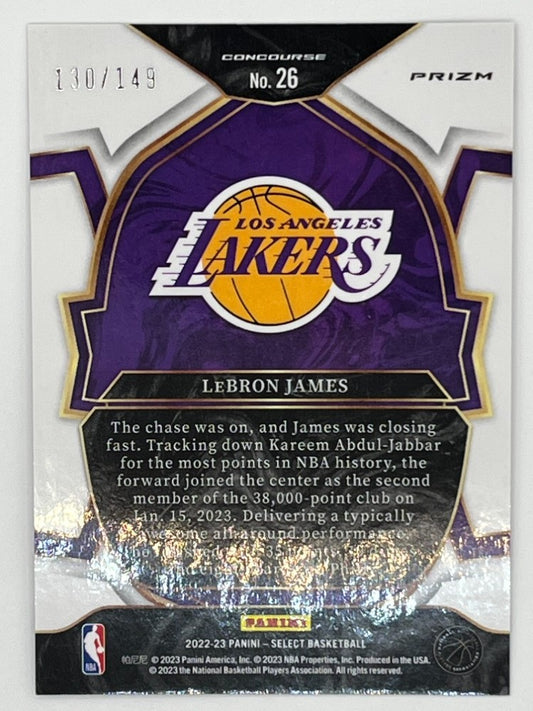 2022-23 Select LeBron James # 26 Concourse, White Prizm Serialized 130/149