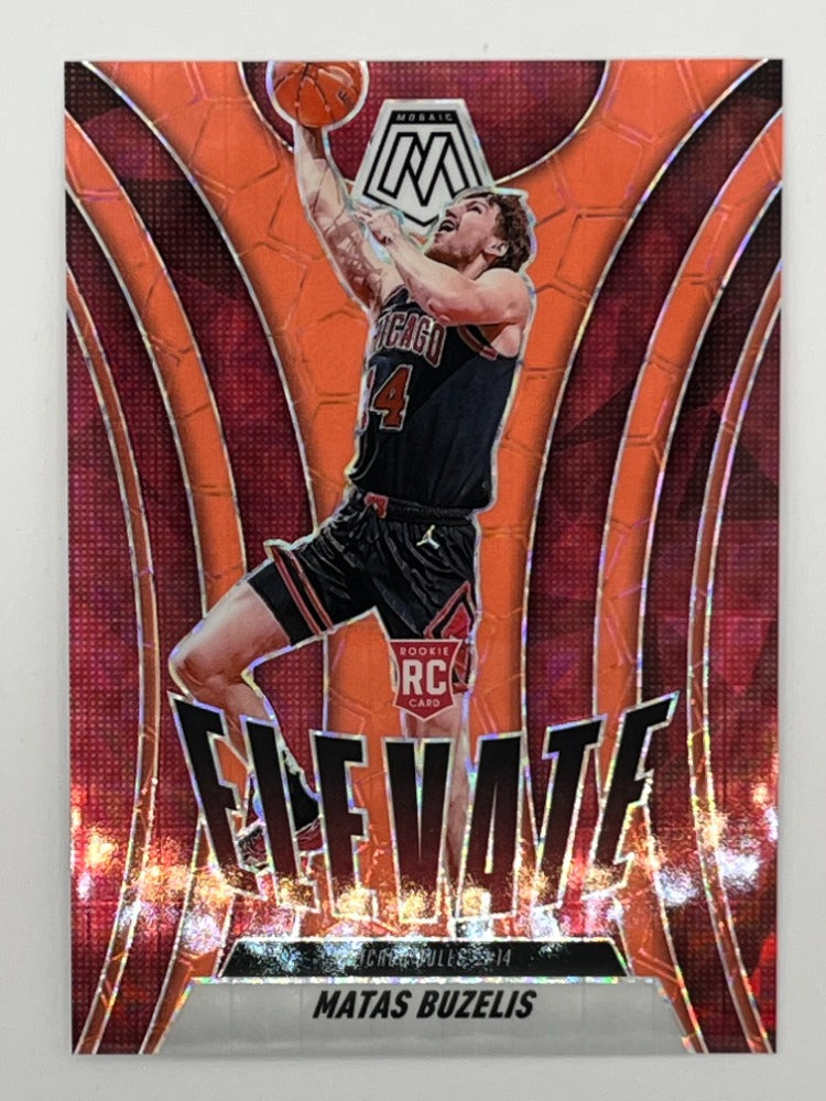 2024-25 Mosaic Matas Buzelis Rookie Red Fluorescent Elevate # 14 - Serialized 10/75