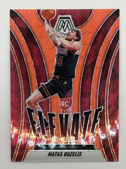 2024-25 Mosaic Matas Buzelis Rookie Red Fluorescent Elevate # 14 - Serialized 10/75