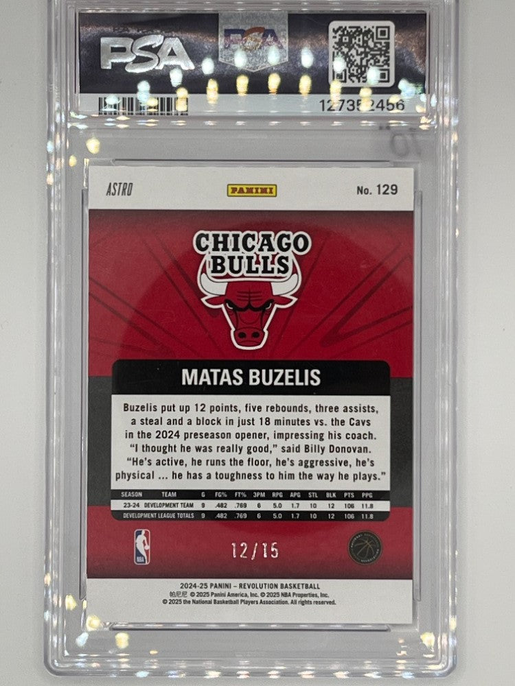 2023-24 Revolution Matas Buzelis Purple Astro # 129 Rookie PSA 9 - Serialized 12/15