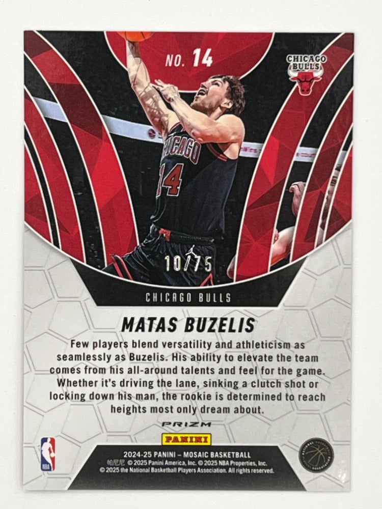 2024-25 Mosaic Matas Buzelis Rookie Red Fluorescent Elevate # 14 - Serialized 10/75