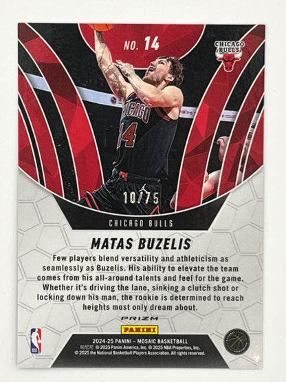 2024-25 Mosaic Matas Buzelis Rookie Red Fluorescent Elevate # 14 - Serialized 10/75