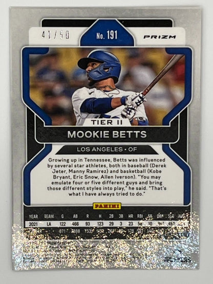 2022 Prizm Mookie Betts Snakeskin Prizm # 191, Serialized 41/50 Tier II