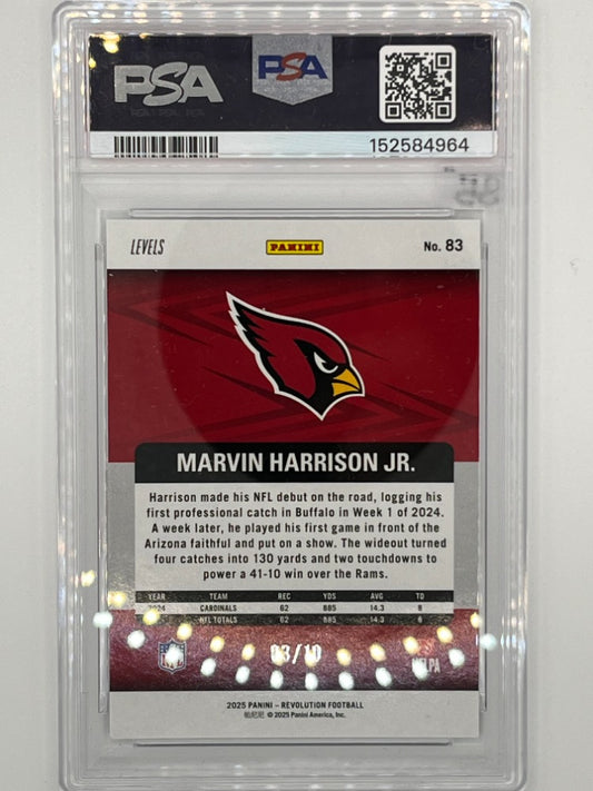 2025 Revolution Marvin Harrison Jr. Gold Levels # 83 PSA 10 - Serialized 3/10