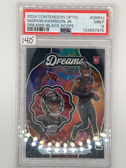 2024 Contenders Optic Marvin Harrison Jr. Dreams Black Scope Rookie Card # D-MHJ PSA 9 - Serialized 16/25