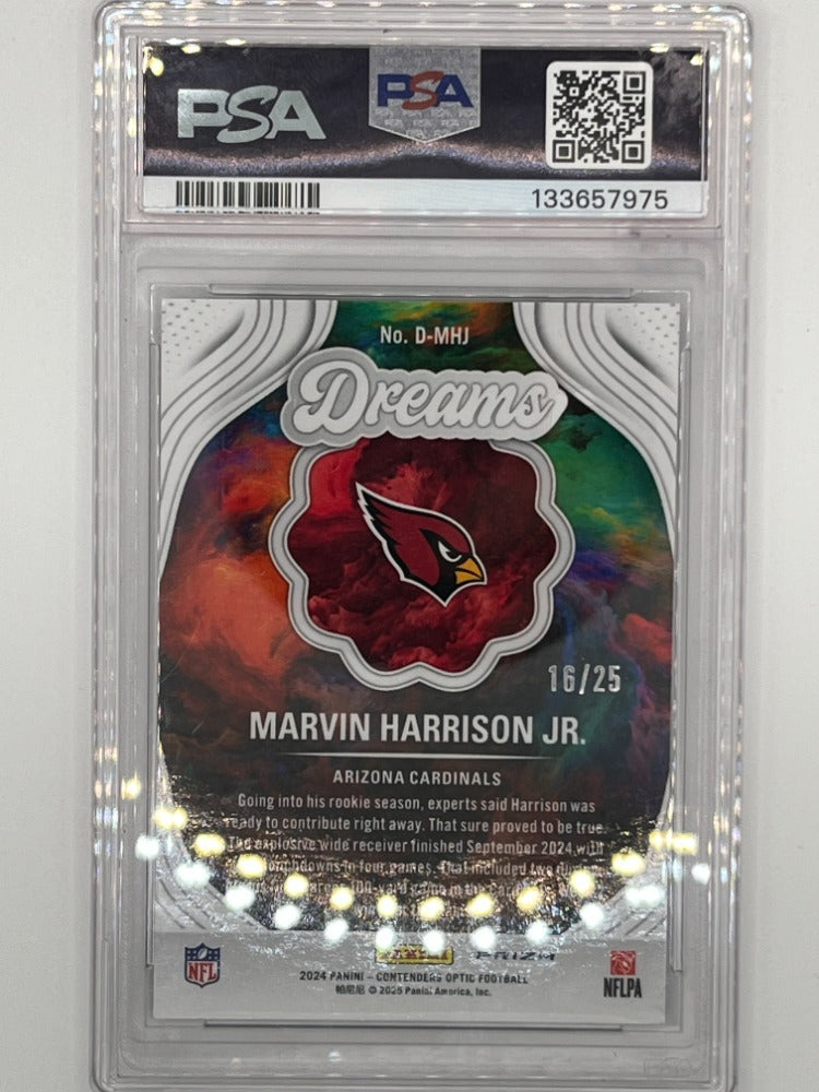 2024 Contenders Optic Marvin Harrison Jr. Dreams Black Scope Rookie Card # D-MHJ PSA 9 - Serialized 16/25
