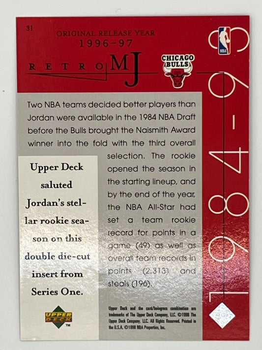1998 Upper Deck Career Collection Set Michael Jordan # 31, Rookie of the Year, Retro MJ