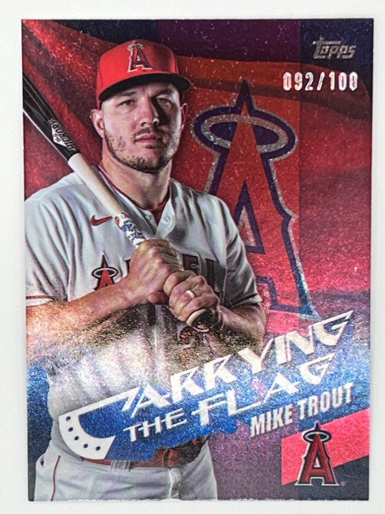 2025 Topps Flagship Mike Trout Carrying the Flag # CF-1, Serialized 92/100, 55 Pt.