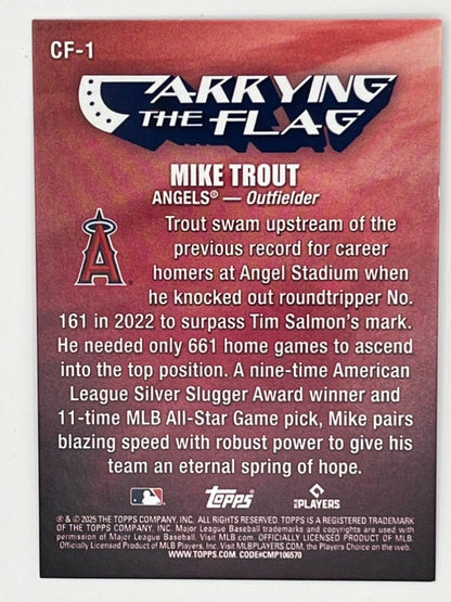 2025 Topps Flagship Mike Trout Carrying the Flag # CF-1, Serialized 92/100, 55 Pt.
