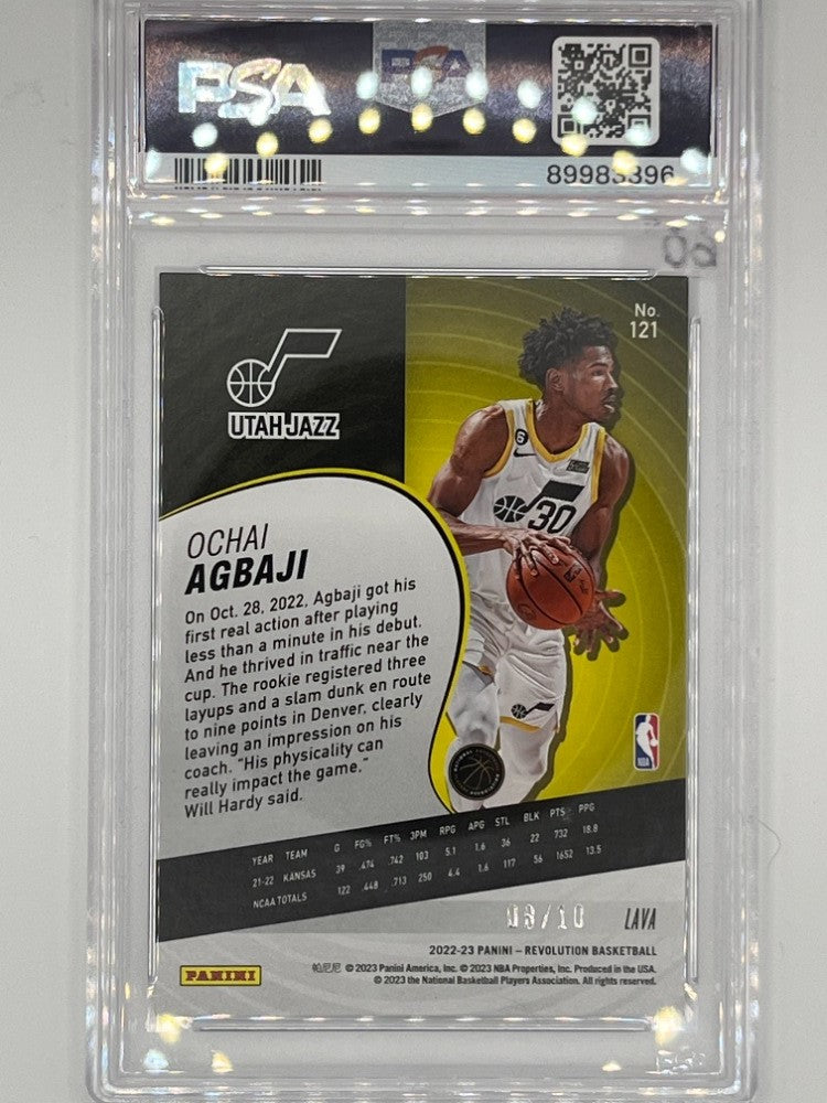 2022-23 Revolution Ochai Agbaji Lava Rookie # 121 PSA 9 - Serialized 8/10