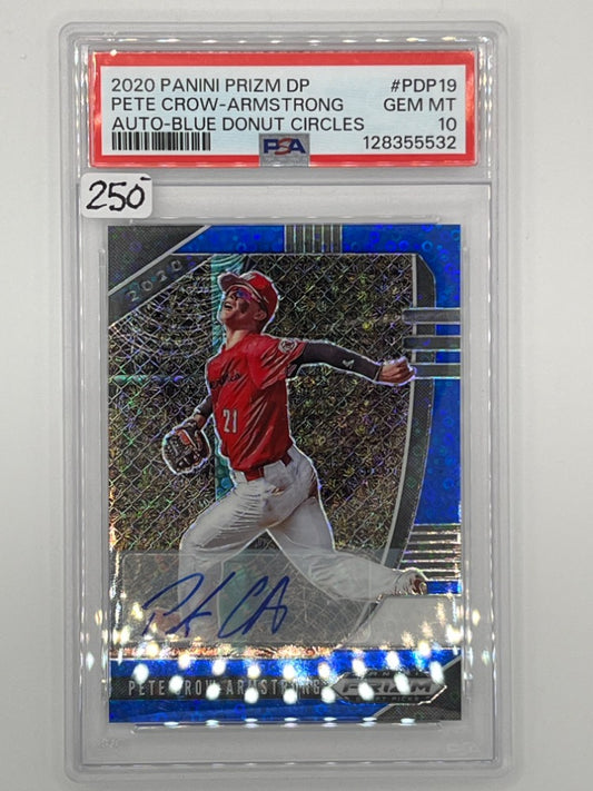 2020 Prizm Draft Picks Pete Crow-Armstrong Autographed Blue Donut Circles # PDP19 Prospect PSA 10 - Serialized 14/25