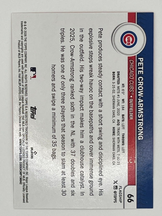 2026 Topps Flagship Pete Crow-Armstrong Orange # 66, Serailized 13/25