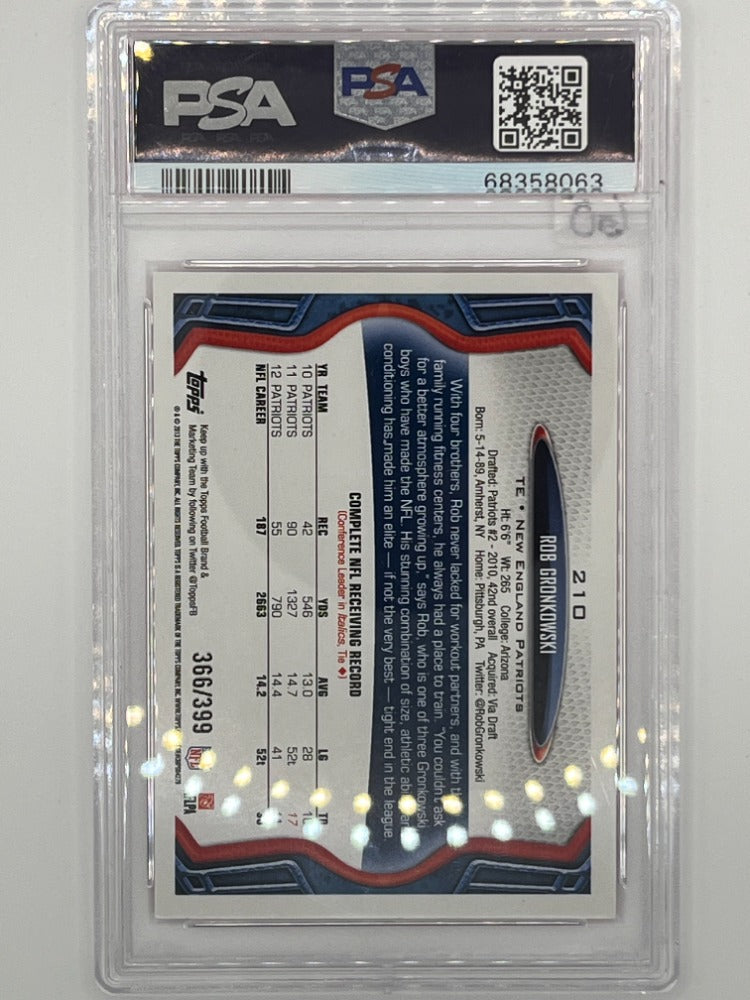 2013 Topps Rob Gronkowski Pink # 210 PSA 9 - Serialized 366/399