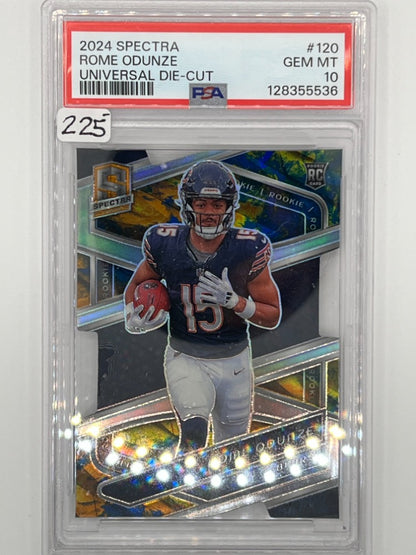 2024 Spectra Rome Odunze Universal Die Cut Rookie # 120 PSA 10 - Serialized 9/10