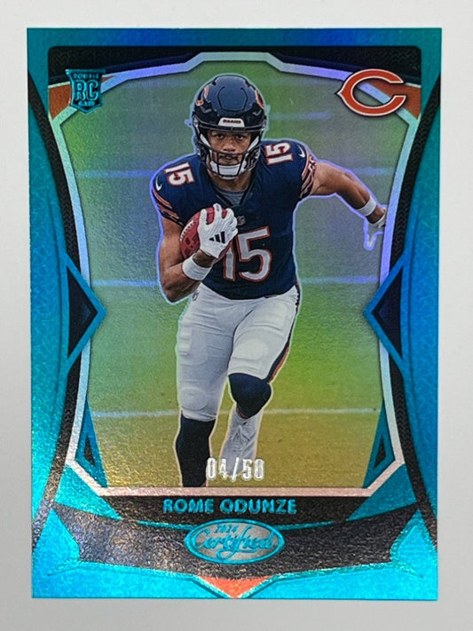 2024 Certified Rome Odunze Mirror Teal # 107 Rookie Card, Serialized 4/50